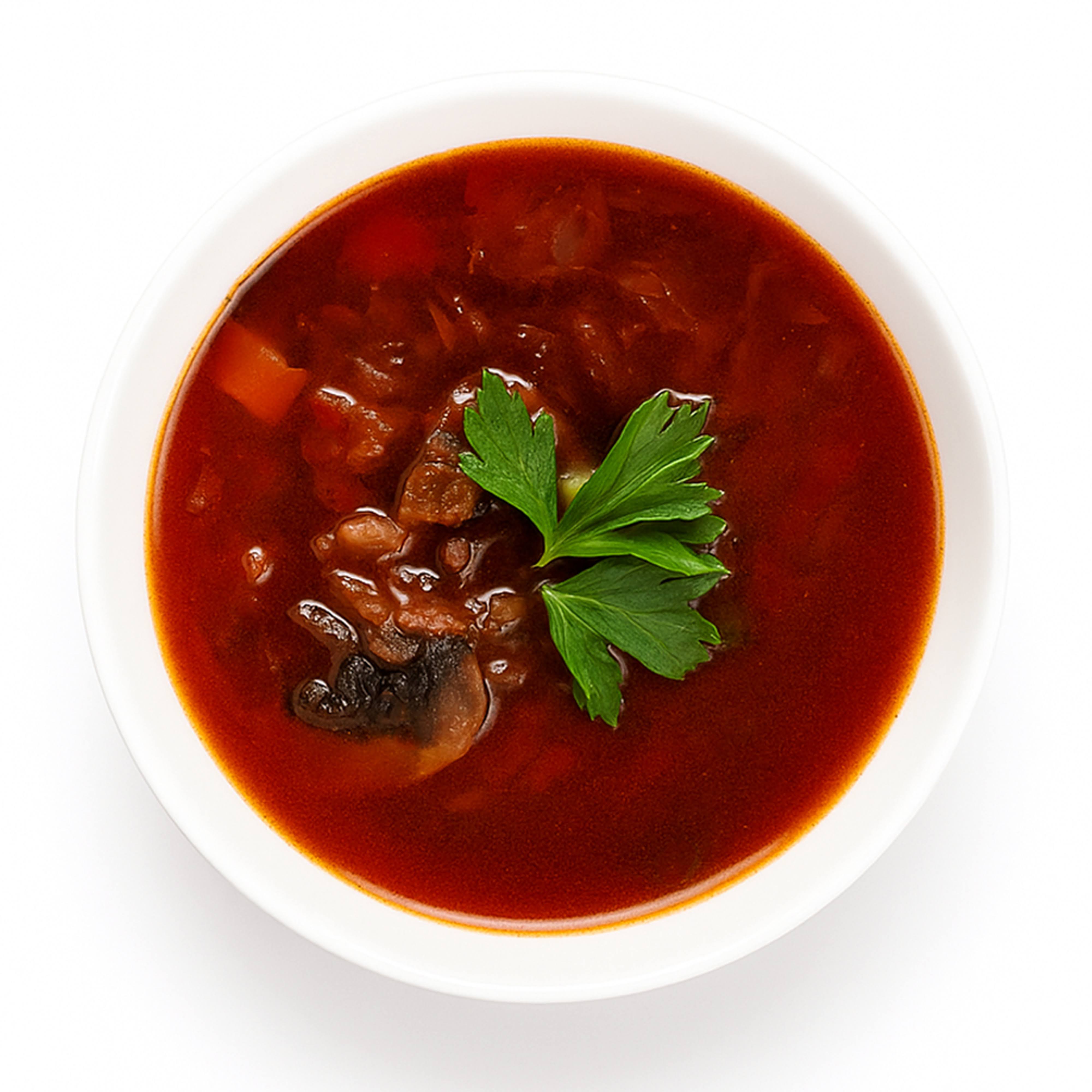 Borș roșu cu ciuperci